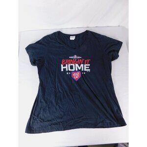 Washington Nationals Shirt Womens 2XL Blue MLB Baseball 2019 Postseason Majestic